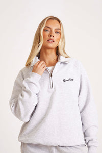 Light Grey Funnel Neck Zip Sweat