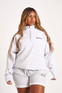 Light Grey Funnel Neck Zip Sweat