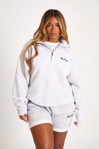 Light Grey Funnel Neck Zip Sweat
