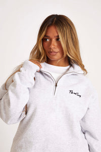 Light Grey Funnel Neck Zip Sweat