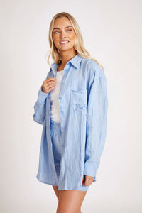 Ibiza Blue Linen Shirt
