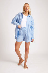 Ibiza Blue Linen Shorts