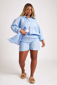 Ibiza Blue Linen Shorts