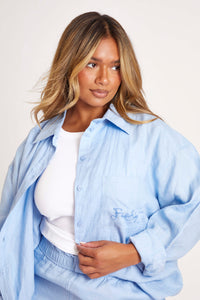 Ibiza Blue Linen Shirt