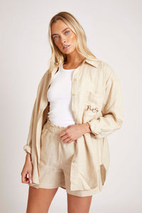 Stone Linen Shorts