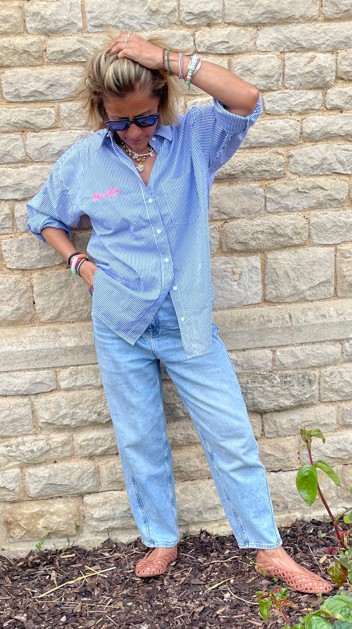 Oversized Blue Pinstripe Shirt