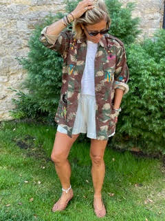 Hand-Embroidered Primrose Military Jacket