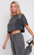 Load image into Gallery viewer, Crop Charcoal Dean Tee
